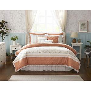 Juego de edredón con estampado floral DB de 9 piezas, 100% algodón, percal, estilo simple para bodas en casa, disponible en tamaños King Super King - Product Image 5