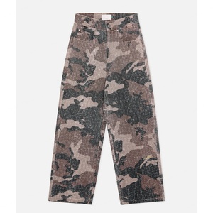 Manufacturer Custom Printing New Trending <b>Top</b> Quality Stacked Camouflaged Straight Baggy Wide Leg Cotton Subtle <b>Distressed</b> Pants - Product Image 2