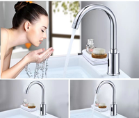 Robinet de cuisine moderne monotrou en laiton 0.5gpm mitigeur chromé poli robinets de lavabo à capteur infrarouge sans contact
