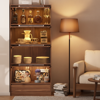 Meuble à vin vertical moderne et minimaliste en bois de rose massif, hauteur réglable, capacité de 4 bouteilles et 4 verres à pied, pour la maison et les hôtels