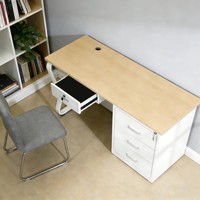 Table de direction contemporaine simple pour bureau, avec plateau en bois massif et base en acier, pour cadre, personnel et conseil d'administration