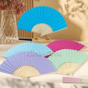 Ready to Ship White <b>Paper</b> Bamboo <b>Fan</b> for Drawing - Product Image 3
