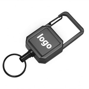 Custom Logo AllMetal <b>Square</b> Keychain for Outdoor Enthusiasts Featuring Glue Pattern Laser Engraving & EasyPull Buckle - Product Image 1