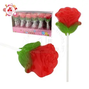 Valentine day gift red flower hard Rose shape lollipop sweets