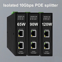 Divisor PoE++ Gigabit Industrial de 10G para Riel DIN 802.3bt de 120W a Adaptador de Corriente de 12V 10A para Cámaras PTZ y Puntos de Acceso