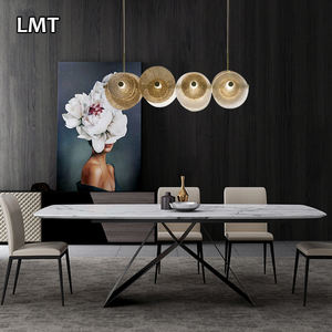 Lampadario Moderno di Design in Vetro Dorato <span class=keywords><strong>per</strong></span> Interni, Plafoniera Rotonda o Rettangolare <span class=keywords><strong>per</strong></span> Cucina, <span class=keywords><strong>Sala</strong></span> da Pranzo e Bar - Product Image 3