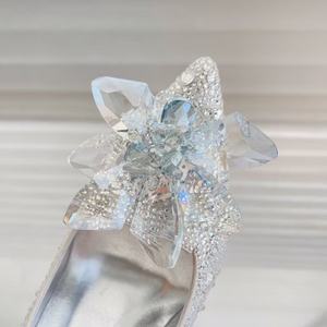 Escarpins de mariée d'été luxueux à talon aiguille, avec strass et dentelle, talon fin de 8,5 cm, dessus en cuir véritable, bride cheville, pour femme - Product Image 6