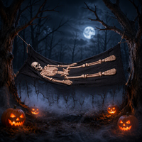 Décoration de hamac squelette AROMA pour Halloween, idéale pour les décorations extérieures effrayantes, les jardins hantés ou les fêtes