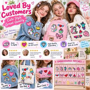 Patch brodé thermocollant ou à coudre, motifs mignons Kawaii (Licorne, Cœur, Arc-en-ciel, Étoile, Animaux, Aliments) - Product Image 2