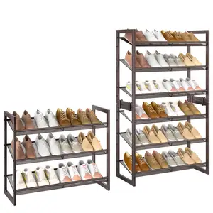 Wholesale Stackable Shoe Racks 3/4/5/6/8/10 Tier Shoe Storage Stand For Entryway 12/16/20/24/32/40 Pairs Shoes Organizer