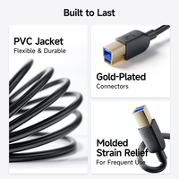 Cable Adaptador FORFLYING USB 3.0 TPE/PVC con Trenzado de Cobre Estañado, 1.5M, Carga Rápida de 6A para Computadora, Cámara, Teléfono Móvil, MP3/MP4