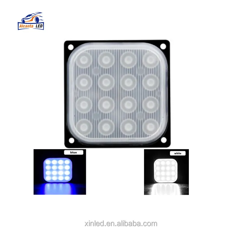 AlcantaLED Flash Square Stroboscopes 16 LED Car Strobe Warning Lights Emergency 12/24V Parking Lights Flashlight For Truck
