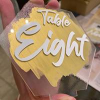 Supports de numéros de table de mariage modernes portables en acrylique avec fente pour carte de placement