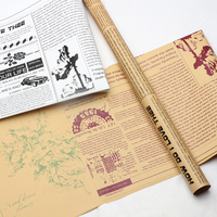 Papier d'emballage pour fleurs imperméable de la série NewTimes Newspaper, imprimé anglais vintage, matériel d'emballage pour bouquets, pour fleuristes, emballage cadeau