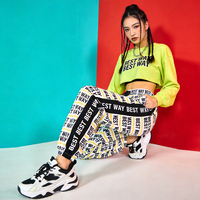 Pantalones Deportivos de Punto con Estampado por Sublimación y Logotipo Personalizado, Estilo Hip Hop Urbano, 100% Poliéster, para Mujer