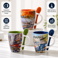 Série de saisons colorées Tasses en céramique de 340ml Design classique avec boîtes et cuillères attrayantes pour souvenirs de fête Cadeaux touristiques