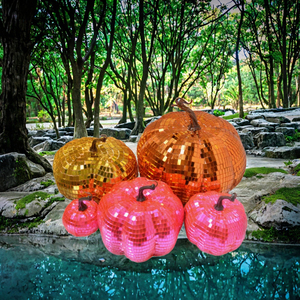 Décorations de boules disco citrouille lumineuses pour Halloween, citrouilles miroir réfléchissantes pour intérieur et extérieur - Product Image 3