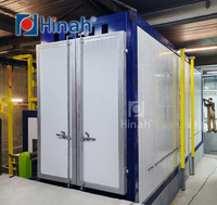Ligne de production de revêtement automatique avec robot de pulvérisation, cabine de récupération cyclonique et four de cuisson pour pièces métalliques