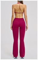 Nouvel ensemble de yoga deux pièces respirant à taille haute et séchage rapide, avec soutien-gorge push-up rehausseur de poitrine à col halter et pantalon de sport fitness pour Pilates