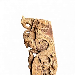 Soporte de Madera Vintage Indio, Tallado a Mano, Decoración Arquitectónica de Pared, Estilo Rústico Antiguo para Interiores del Hogar, Combinación Variada, 1 Contenedor - Product Image 2