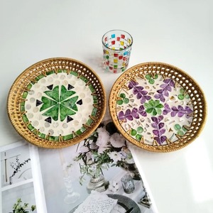 ตะกร้าหวายทำมือ ตะกร้าใส่ขนม จานใส่ของว่าง จานใส่เครื่องประดับ จัดเก็บเครื่องสำอาง ของตกแต่งห้องนั่งเล่น สไตล์เอเชียตะวันออกเฉียงใต้ - Product Image 3