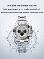 Montre chronographe mécanique automatique pour homme personnalisée 2026, verre saphir, aiguilles, boîtier en acier inoxydable, résistance à l'eau 100m
