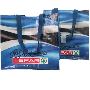 Полосатая Сумка-тоут из полипропилена для супермаркета, нетканые сумки для супермаркета с логотипом