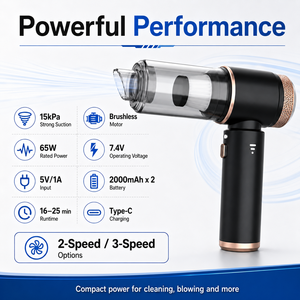 Aspiradora Inalámbrica Portátil OEM, Motor sin Escobillas de 65W, Succión de 15kPa, Carga Tipo-C, para Limpieza del Hogar, Auto y Teclado - Product Image 1
