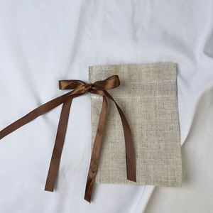 Wholesale Cheap Small Jute <b>Drawstring</b> Gift <b>Pouch</b> Customized Eco-friendly Packaging <b>Pouch</b> Bag Jute Fabric Bag With Silk Ribbon - Product Image 6
