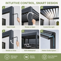 Pergola en aluminium sur mesure, motorisée, avec toit à lamelles imperméables et gouttière, pour jardin, terrasse, patio extérieur