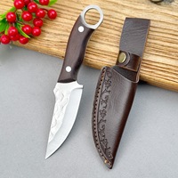 Couteau à viande mongol à tenir à la main - Ambidextre, écologique, pour le camping et les activités de plein air, petit couteau forgé en acier au carbone 5Cr pour couper la viande et les fruits