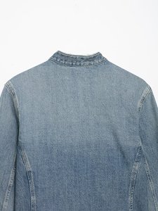 ZEVITY Vente en gros 2026 – Veste courte en <span class=keywords><strong>jean</strong></span> élégante pour femme, style rétro, avec boucles décoratives, manches longues et col montant - Product Image 6