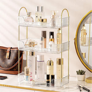 Organisateur de coiffeuse de salle de bain en plastique à 3 niveaux <span class=keywords><strong>Étagère</strong></span> de maquillage moulée par injection pour les cosmétiques Organisateur de coiffeuse de comptoir - Product Image 6