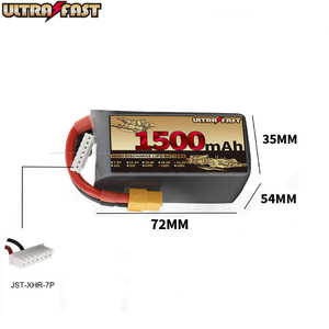 Siêu nhanh 6S FPV đua Drone Pin 22.2V 1500mAh 120c XT60 Lithium Ion licoo2 230g 500 chu kỳ gói - Product Image 5