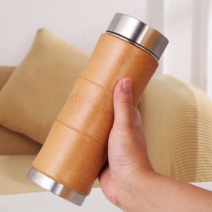Home Fashion Goods 450ml Wood Design <b>Thermos</b> Cup Stainless Steel Tumbler with Good Insulation Effect Water <b>Bottles</b> Handled - Product Image 5
