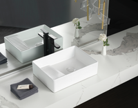Vente en gros, lavabo multifonctionnel avec fonction de lavage, plus pratique, lavabo en céramique artistique pour salle de bain, robinet, évier de salle de bain
