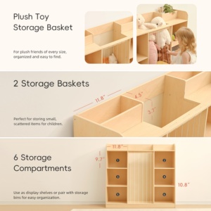 Étagère à livres en bois Montessori, tour de rangement pour jouets, armoire avec bacs pour bébé, tout-petit, enfants, chambre à coucher, organisateur de peluches, zoo - Product Image 4