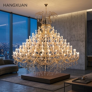 Lámpara de Araña de Cristal Dorado de Gran Tamaño, Estilo Europeo Moderno, Personalizada para Proyectos Hoteleros, Lámpara de Araña de Cristal K9 de Lujo, Estilo María <span class=keywords><strong>Teresa</strong></span> - Product Image 2