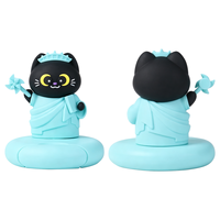 Support de téléphone inspiré de New York, motif chat Liberty, décoration de bureau, moulin à vent rotatif manuel, en PVC souple, support de téléphone chat noir pour bureau