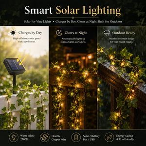 Guirlande lumineuse LED en fil de cuivre avec feuilles de lierre artificielles, blanc chaud, pour Noël, extérieur, mariage, maison, <span class=keywords><strong>jardin</strong></span> - Product Image 3