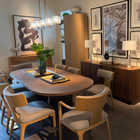 BYRON EMPERADOR Ensemble de table à manger ovale en bois massif fait à la main Mobilier de luxe vintage en chêne pour salle à manger d'inspiration RH