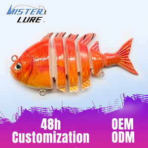 MISTER LURE 6-teiliger Kunstköder, Harter Plastik-Schwimmköder mit Mehrfachgelenken für Barsch, Hecht und Wolfsbarsch - Product Image 1