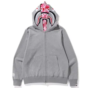 Dongguan City Streetwear Manufacturer Custom Oversized Hip Hop Graphic Zipup 3D Puff Printing Full Face Zip Up Hoodie