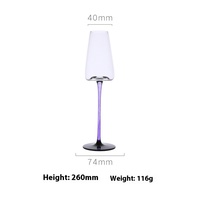 Verre à vin en verre de Chine Jiahe fait à la main, classique, violet, fond concave, pied haut, capacité de 301 à 400 ml, pour les fêtes