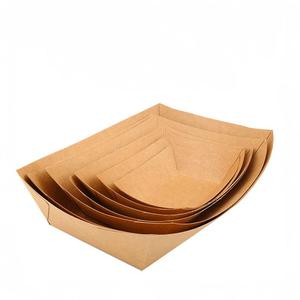 Bandeja de comida rápida de papel Kraft desechable, forma Rectangular para patatas fritas, cajas de aperitivos, ensaladeras, galletas, para alimentos para llevar - Product Image 1