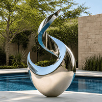 Sculpture abstraite en acier inoxydable jaune pour jardin, cour, place commerciale et projet d'art extérieur