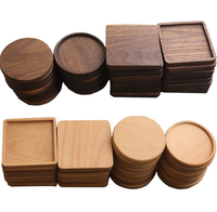 Ensemble de napperon carré rond personnalisé en vrac en bois de hêtre, d'acacia, noyer, sublimation, napperon pour tasse à thé en bois