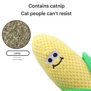 Cute Adorable Eco-friendly Cartoon Peeled Corn Cob Plush Cat Toys Teeth Cleaning Small Indoor <b>Biting</b> Chew Toys for Cats - Product Image 3