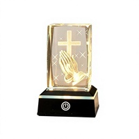 Lampu Meja Minimalis Modern Bercahaya dengan Basis Warna-warni Sensitif Sentuhan, Ornamen Kubus Kristal Kreatif Bernuansa Religius