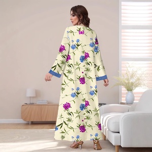 M316, conjuntos modestos de talla grande para <span class=keywords><strong>mujer</strong></span>, Vestido de manga larga con cuello en V estampado Europeo Americano transfronterizo, bata para <span class=keywords><strong>Amazon</strong></span>, superventas - Product Image 5